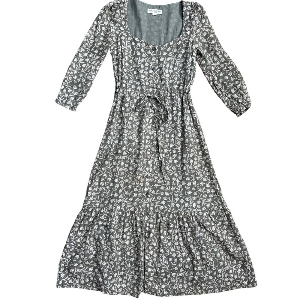 Emerson Fry Olive Green Floral Midi Dress - Picture 3 of 10